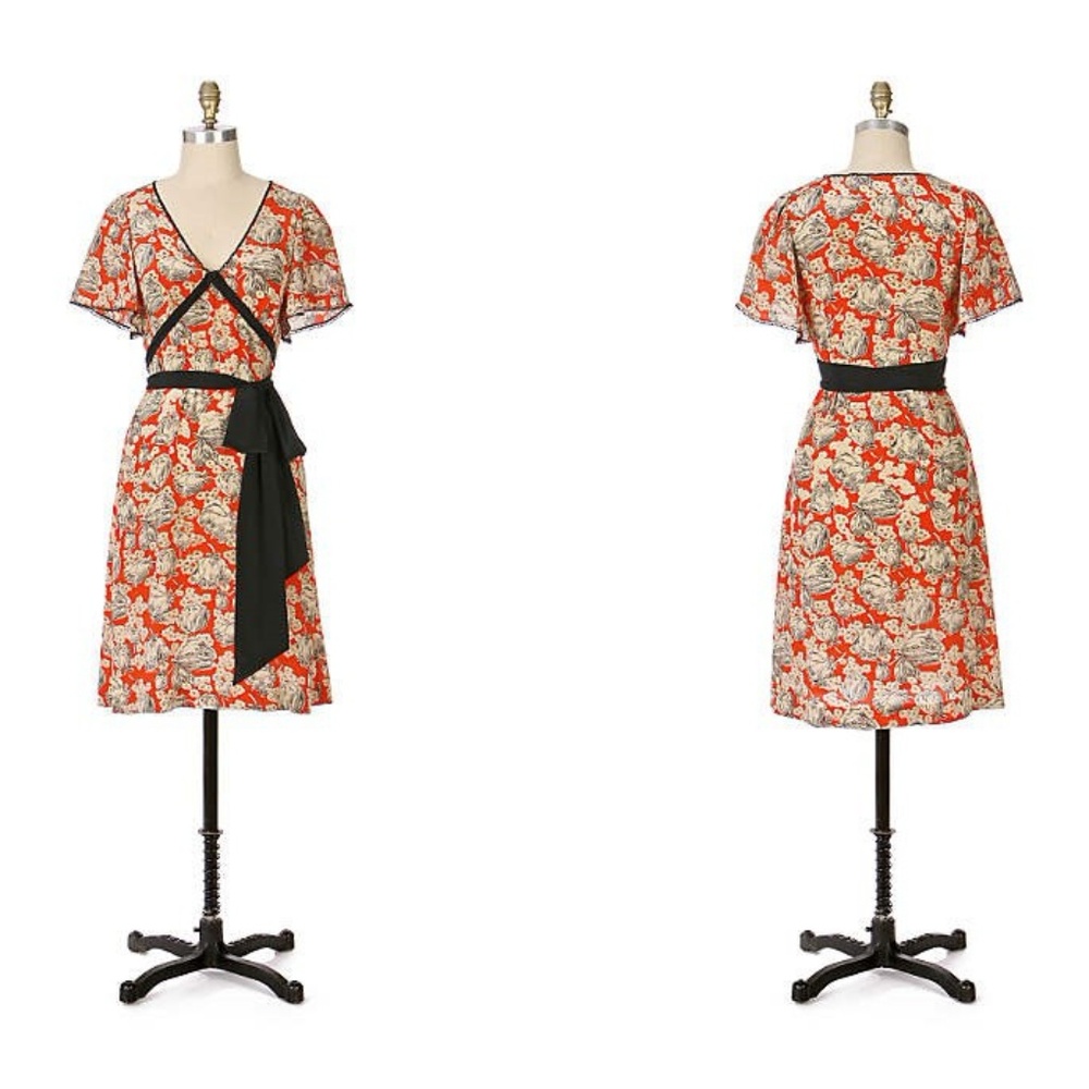 Anthropologie Vintage Maeve Chinaberry Silk Dress